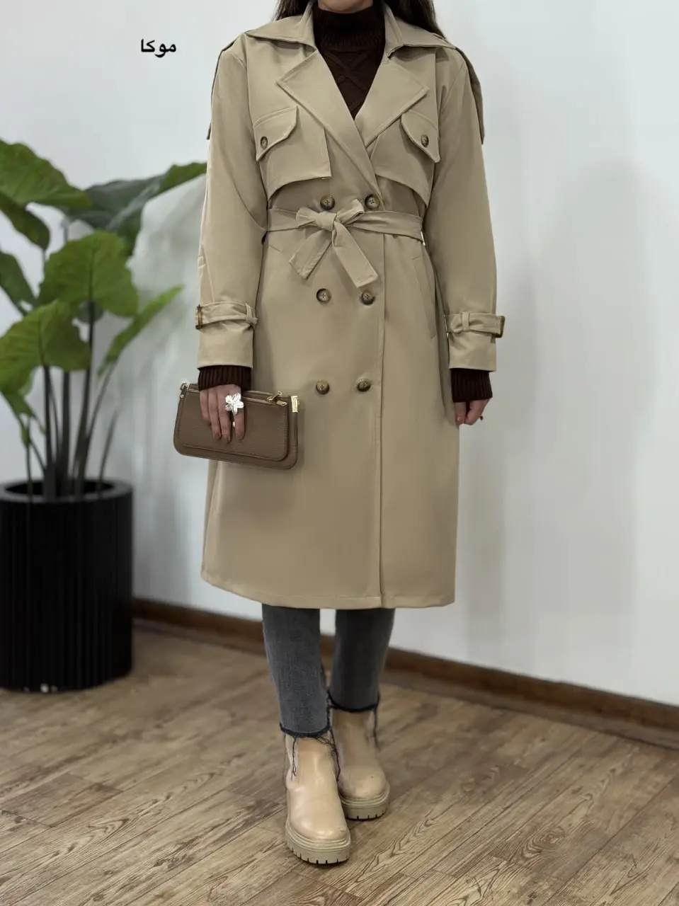 ترنچ کت بلند ضدآب غزال 1